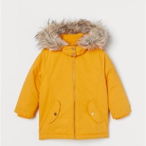 H&M Toddler Yellow water repellent jacket with detachable hood, 4T